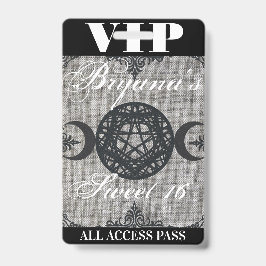 Triple Moon Goddess Burlap VIP Pass Geburtstagspar Ausweis