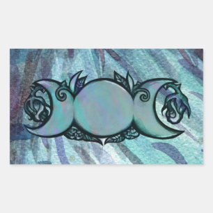 Triple Moon Goddess Gaia Artwork Green Hexe Rechteckiger Aufkleber