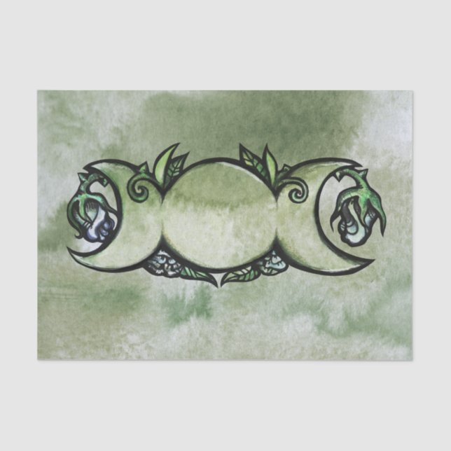 Triple Moon Goddess Gaia Artwork Green Hexe Seidenpapier (Vorderseite)