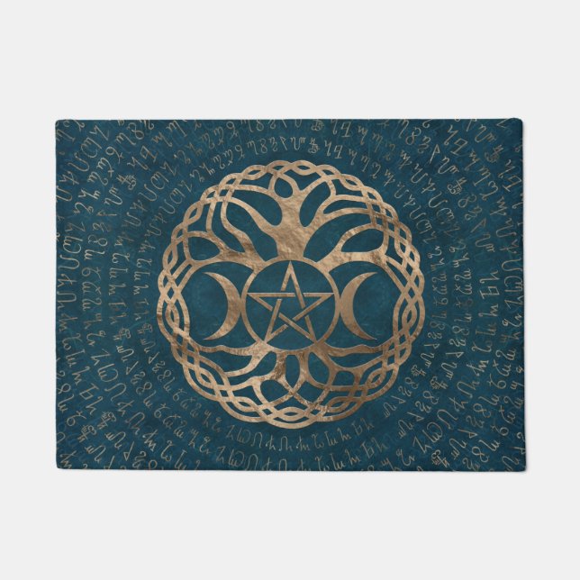 Triple Moon Goddess mit Pentagramm Fußmatte (Vorderseite)