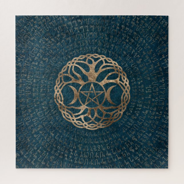 Triple Moon Goddess mit Pentagramm Puzzle (Vertikal)