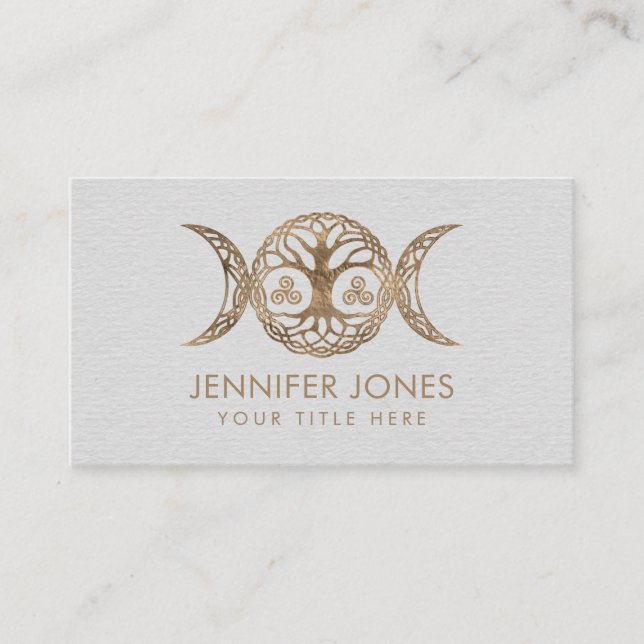 Triple Moon Goddess mit Triskele und Baum des Lebe Visitenkarte (Vorderseite)