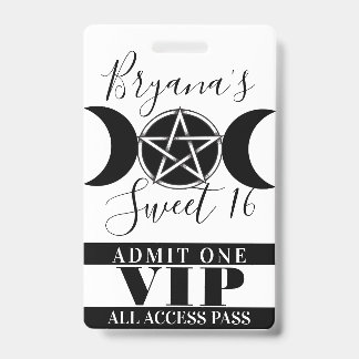 Triple Moon Goddess Pentagram Magic Party VIP Pass Ausweis