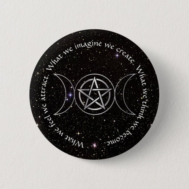 Triple Moon Goddess Wicca Pentagramm Button (Vorderseite)