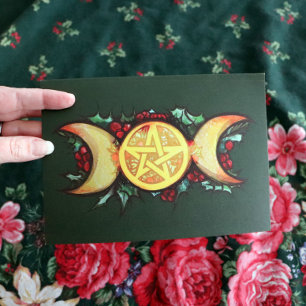 Triple Moon Holly Weihnachten Art Karte