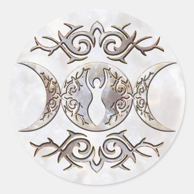 Triple Moon Moonstone Goddess Runder Aufkleber (Vorderseite)