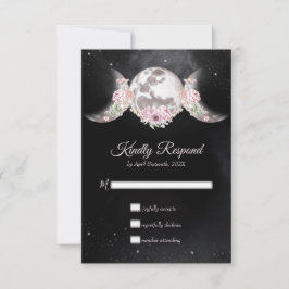 Triple Moon Night Sky Dark Boho Handfasting RSVP Karte