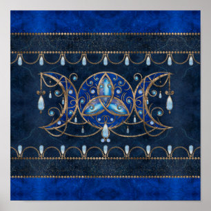 Triple Moon Ornament mit Mondstein Poster