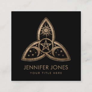 Triple Moon Ornament mit Pentagram Quadratische Visitenkarte