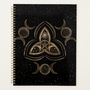 Triple Moon Ornament Triquetra mit Pentagram Planer