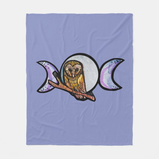 Triple Moon Owl Fleecedecke (Vorderseite)