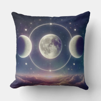 Triple Moon Phases – Celestial Lunar Throw Pillow Kissen