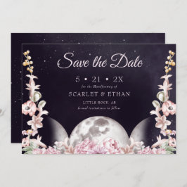 Triple Moon Pink und Lila Blumenbearbeitung Save The Date