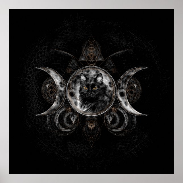 Triple Moon - Schwarze Katze Poster (Vorne)