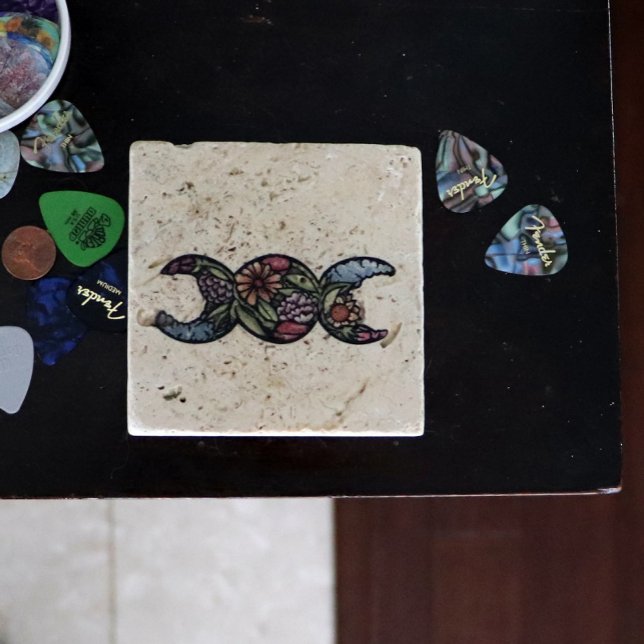 Triple Moon Symbol Bloom Steinuntersetzer (Von Creator hochgeladen)