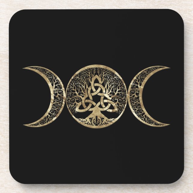 Triple Moon Tree of Life Triquetra Getränkeuntersetzer (Vorderseite)