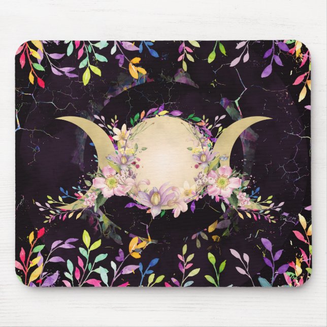 Triple Moon - Triple Goddess - Aquarell Mousepad (Vorne)