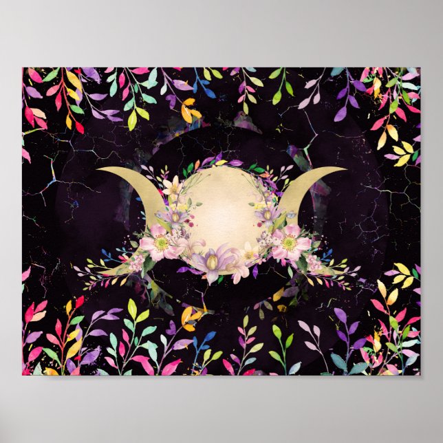 Triple Moon - Triple Goddess - Aquarell Poster (Vorne)