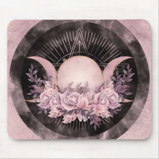 Triple Moon - Triple Goddess - Gentle Floral Mousepad