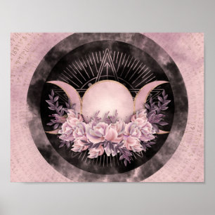 Triple Moon - Triple Goddess - Gentle Floral Poster