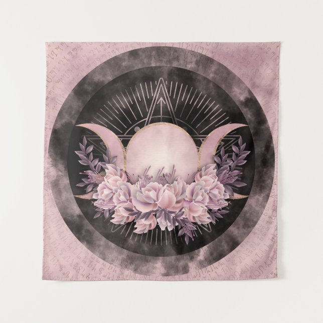 Triple Moon - Triple Goddess - Gentle Floral Wandteppich (Vorderseite)