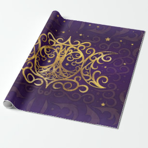 Triple Moon - Triple Goddess Gold und Lila Geschenkpapier
