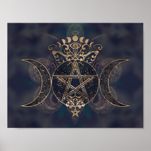 Triple Moon - Triple Goddess Gold und Purple Poster