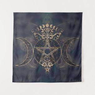 Triple Moon - Triple Goddess Gold und Purple Wandteppich