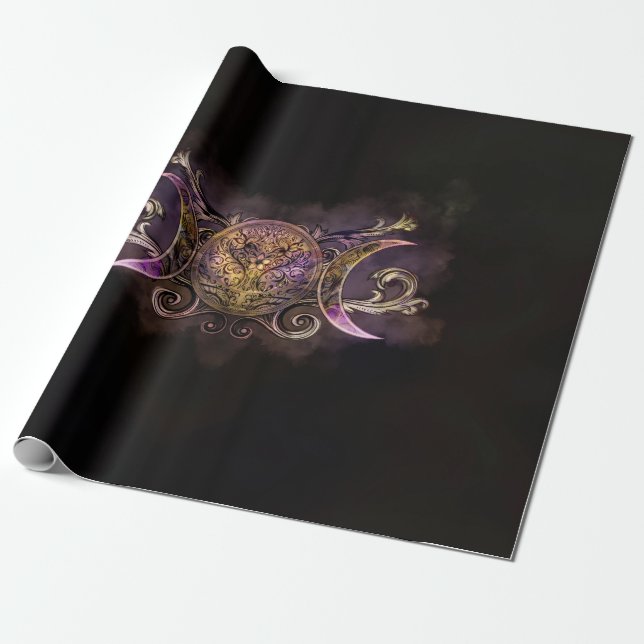 Triple Moon - Triple Goddess - Mitternachtsschimme Geschenkpapier (Ungerollt)