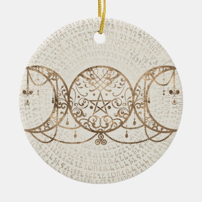 Triple Moon - Triple Goddess Pastel Gold Keramik Ornament (Vorne)