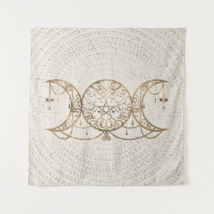 Triple Moon - Triple Goddess Pastel Gold Wandteppich