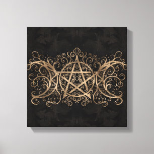 Triple Moon - Triple Goddess Pentagram Ornament Leinwanddruck