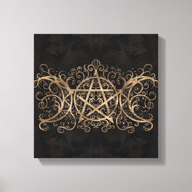 Triple Moon - Triple Goddess Pentagram Ornament Leinwanddruck (Vorderseite)