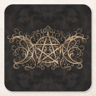 Triple Moon - Triple Goddess Pentagram Ornament Rechteckiger Pappuntersetzer