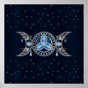 Triple Moon Triquetra Ornament mit Moonstone Poster