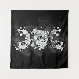 Triple Moon - White Blossom Wandteppich