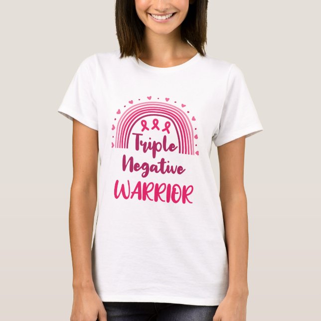 Triple Negative Krieger Brustkrebs Rainbow T-Shirt (Vorderseite)