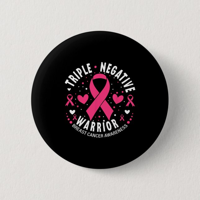 Triple Negative Krieger rosa Herzkrebs A Button (Vorderseite)