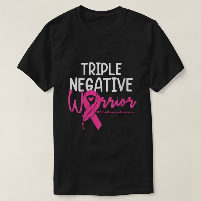 Triple Negative Krieger rosa Ribbon Brustkrebs T-Shirt (Design vorne)