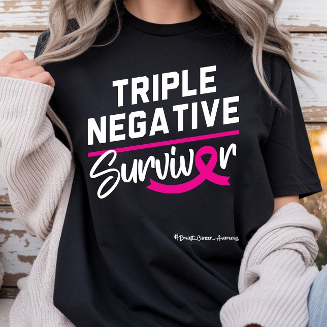 Triple Negative Survivor Brustkrebs Bewusstsein T-Shirt (Von Creator hochgeladen)