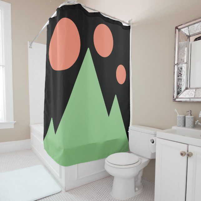 Triple Salmo Suns Sage Gebirge Abstrakte Kunst Duschvorhang (Beispiel)