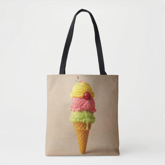 Triple Scoop Delight - Ice Cream All-over Tote Bag (Vorderseite)