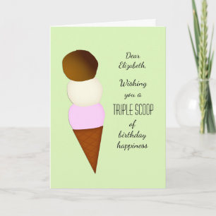 Triple Scoop Hinzufügen eines Namens Happy Birthda Karte
