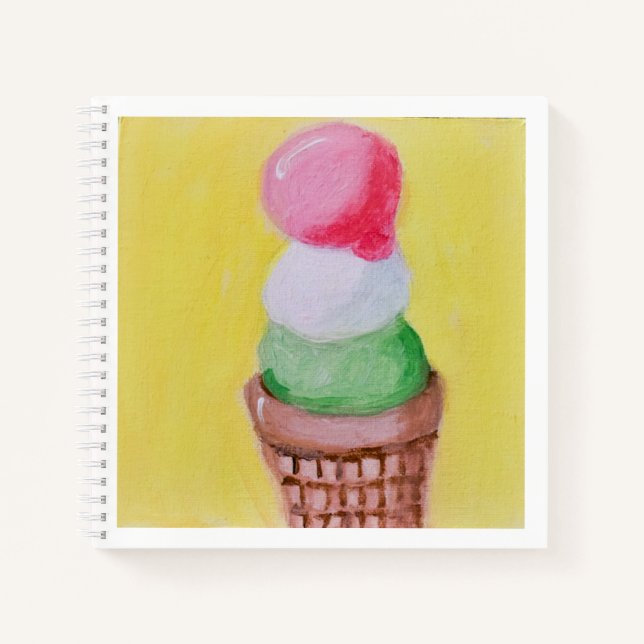 Triple Scoop Ice Cream Cone Notizbuch (Vorderseite)