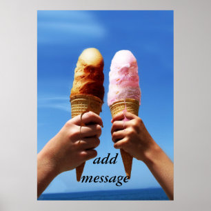 Triple Scoop Ice Cream Cones Poster