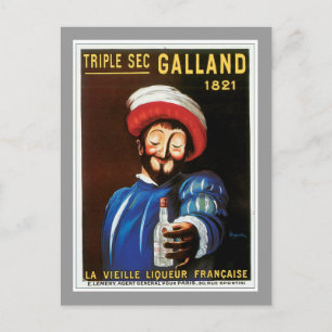 Triple Sec Galland 1821 Vintag Drink und Kunst Postkarte