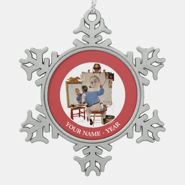 Triple Self-Portrait Schneeflocken Zinn-Ornament (Vorderseite)