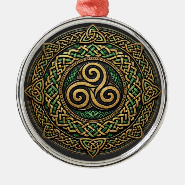Triple Spiral Mandala — Eternal Celtic Interlace Ornament Aus Metall (Vorne)