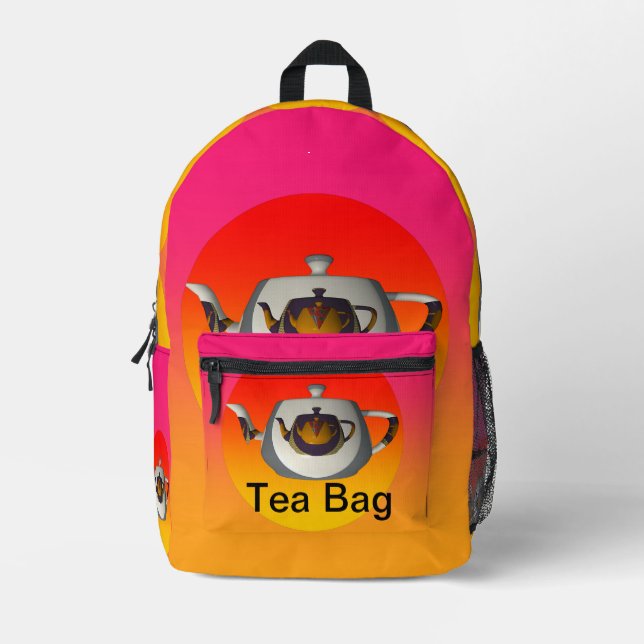 Triple Teapots Teebeutel Pink Gelbe Funny Rucksack (Vorderseite)
