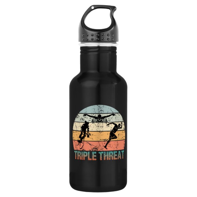 Triple Threat - Triathlon Athlete Edelstahlflasche (Vorderseite)